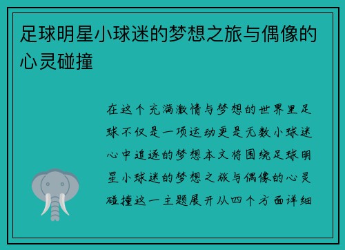 足球明星小球迷的梦想之旅与偶像的心灵碰撞